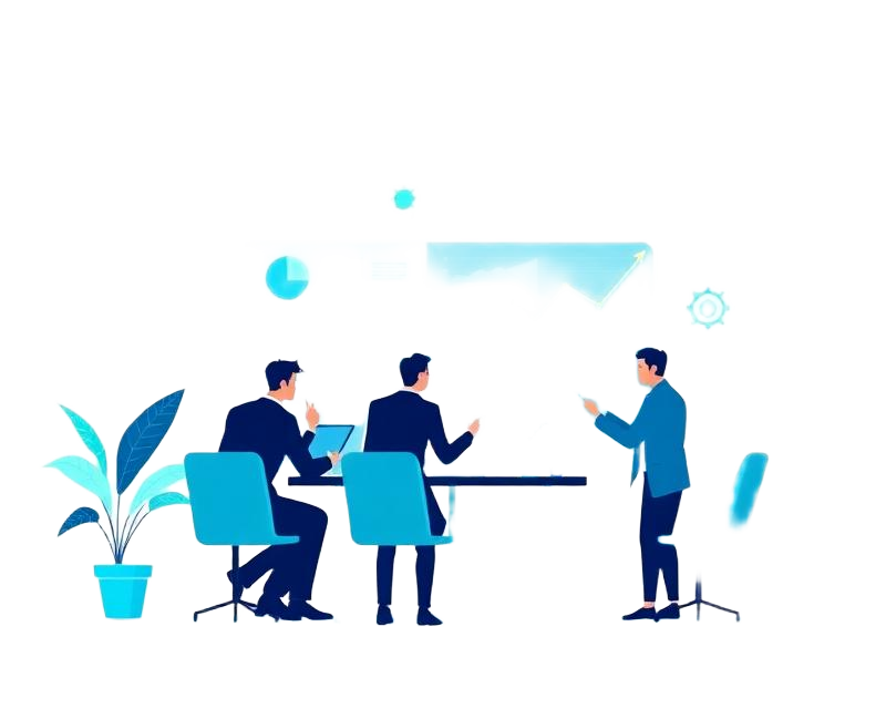 Ilustração de análise corporativa para clientes